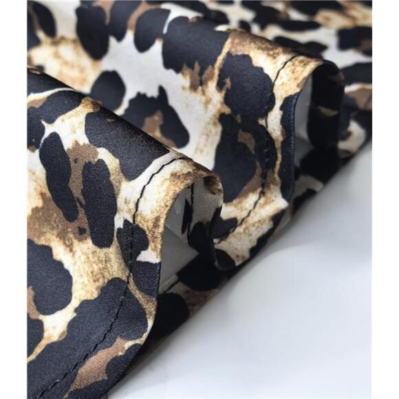 Women's Satin High Waist A Line Midi Skirt Leopard3 - Picture 4 of 5